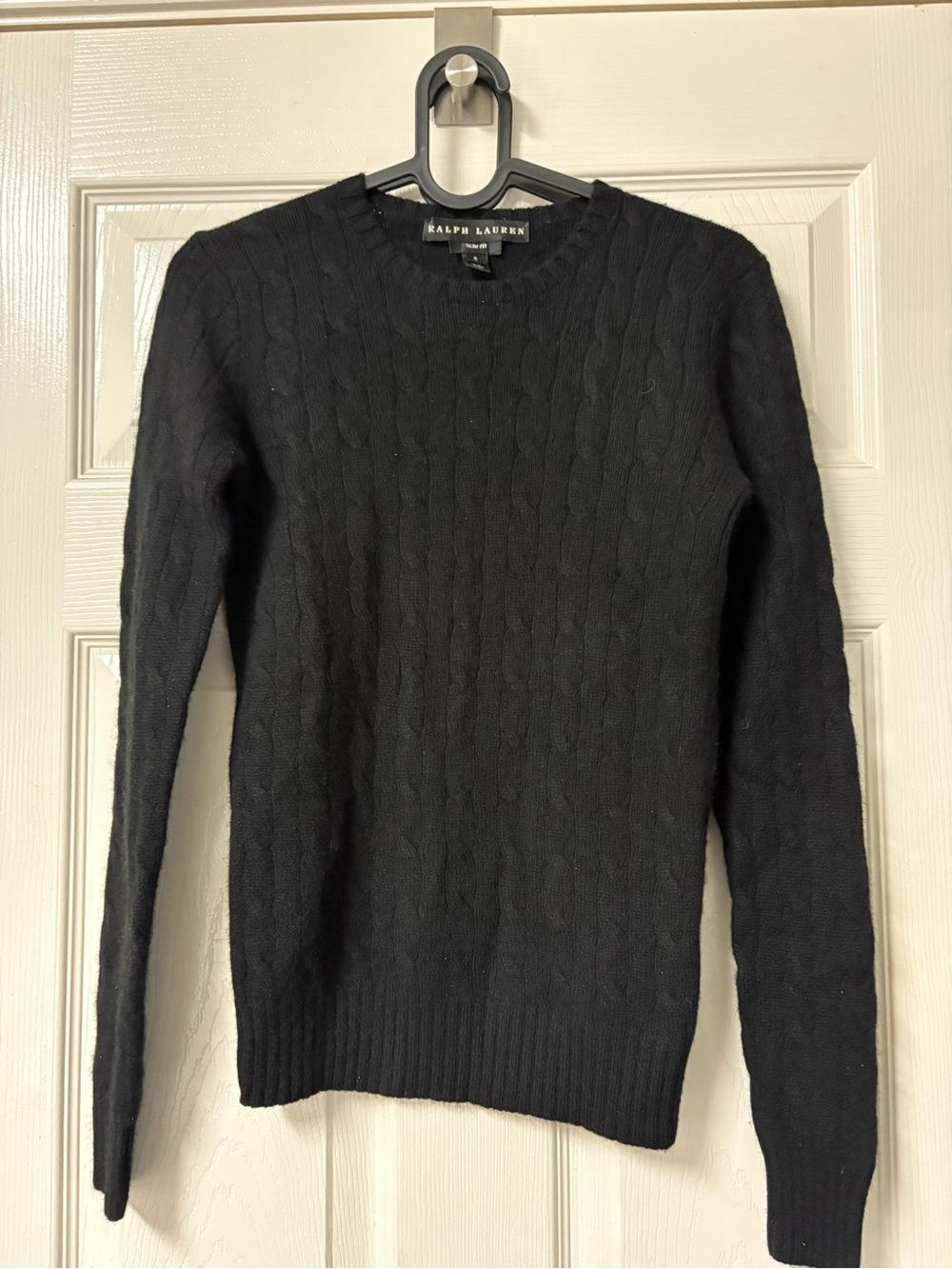 Ralph Lauren Black Label Black Cashmere Cable Knit Sweater S #